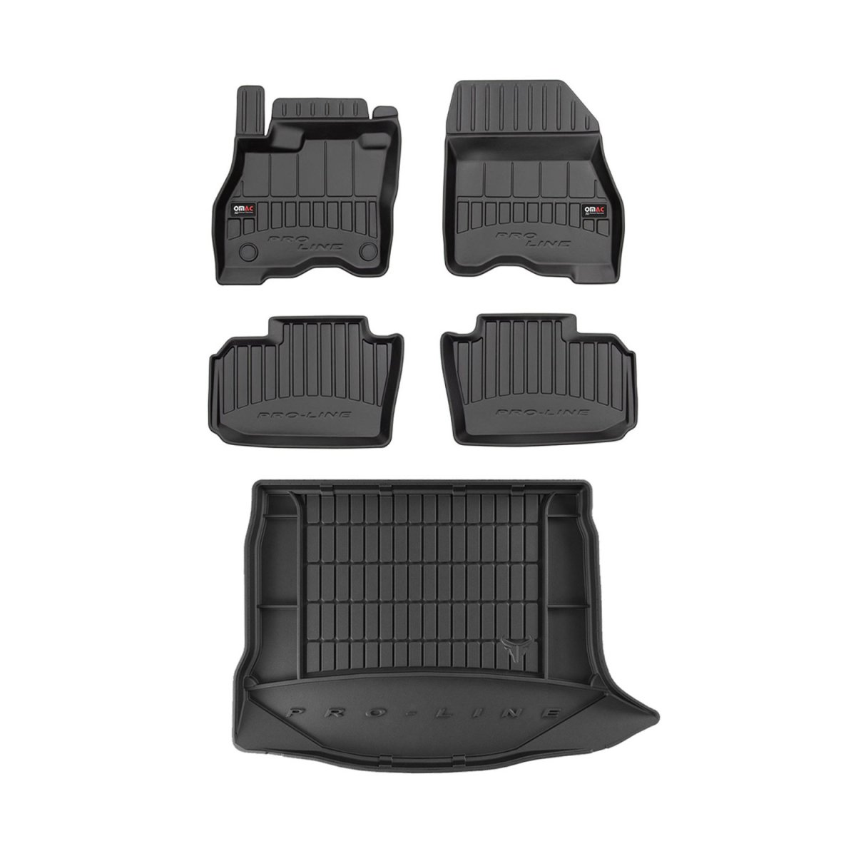 Nissan Leaf Floor-Trunk Mats - Omac - 3D Premium - Black - 2018-2025